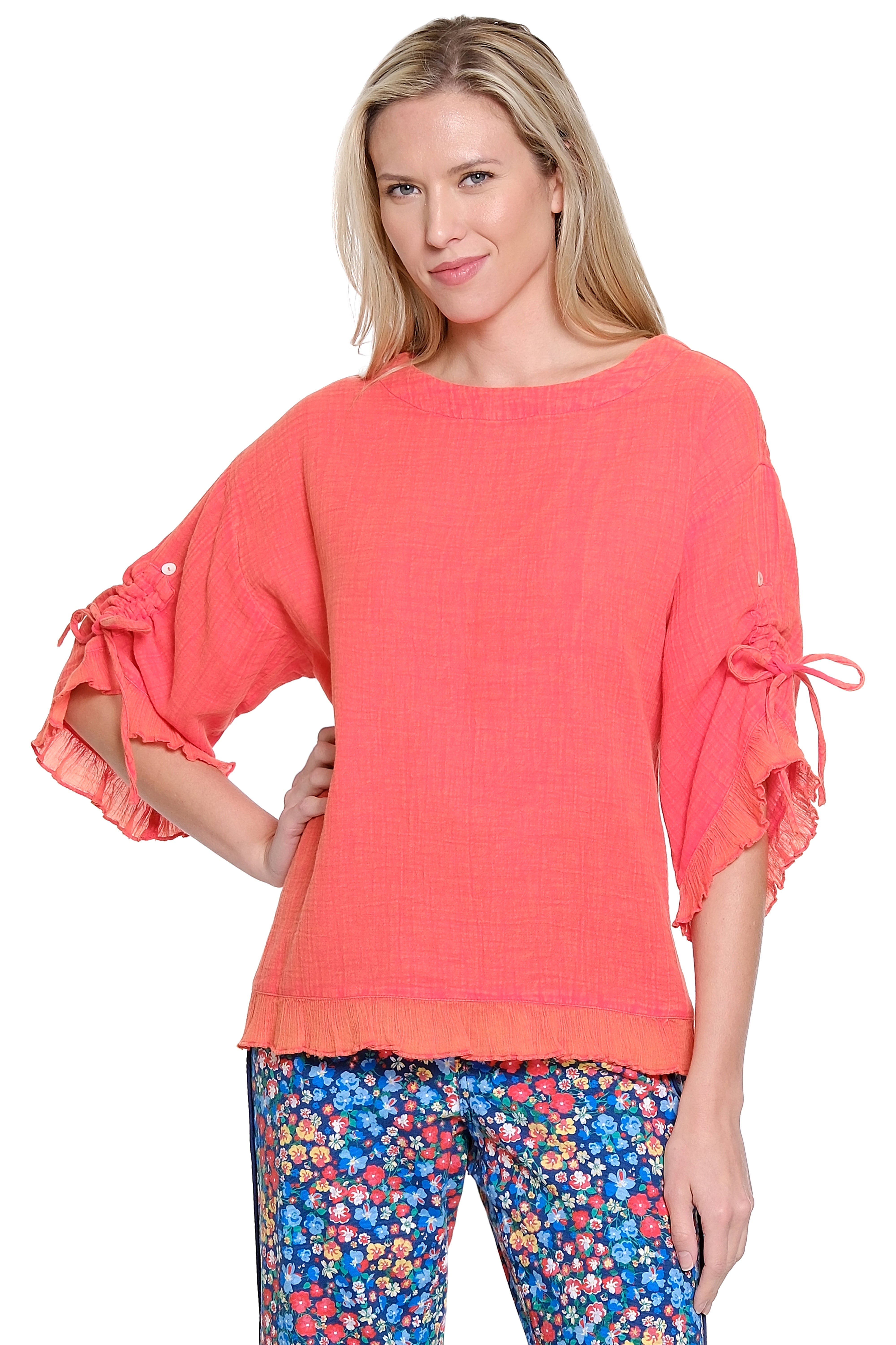 Boxy Pop-Over Top - Red