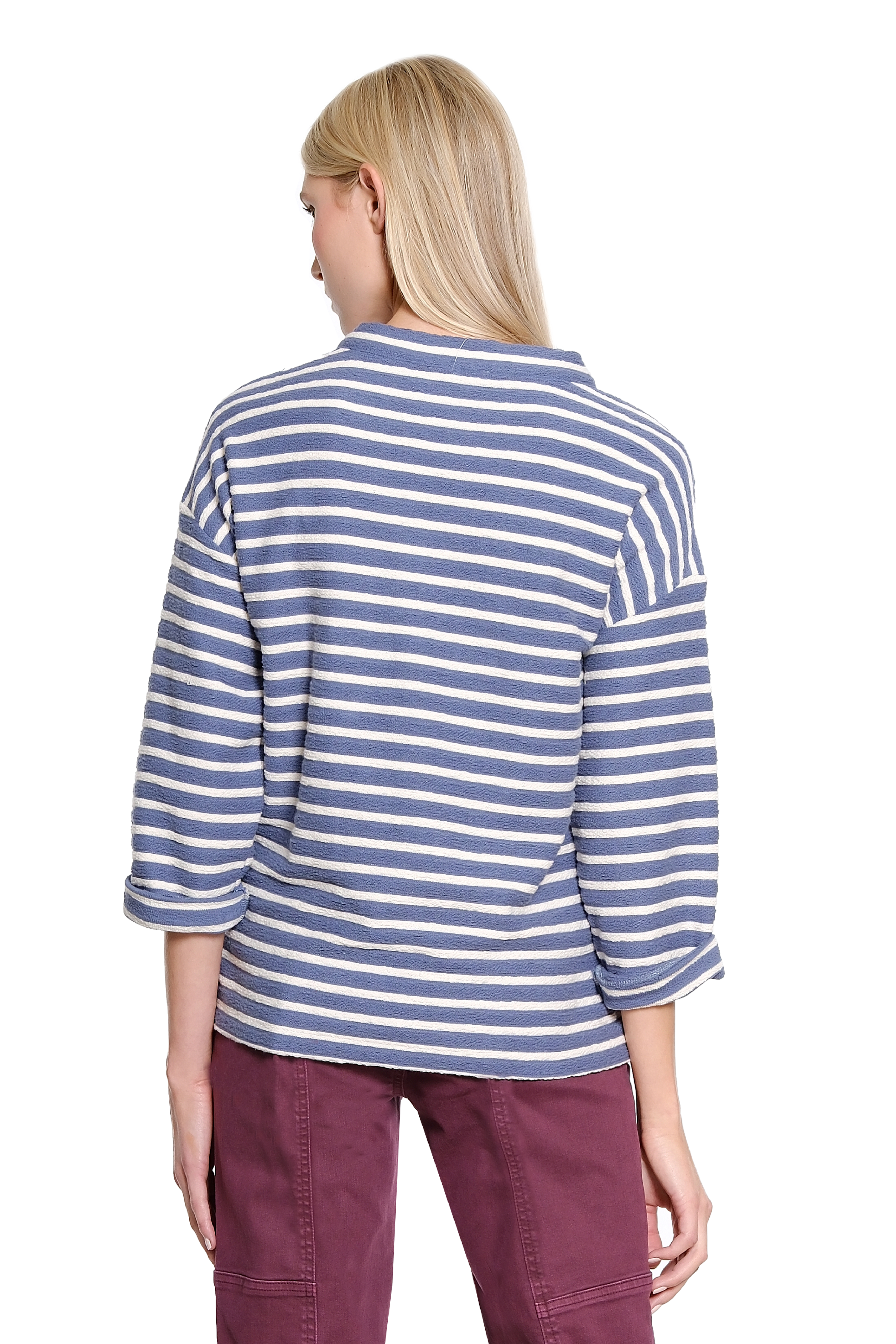 Stripe Lace Up Pullover - Blue Stripe