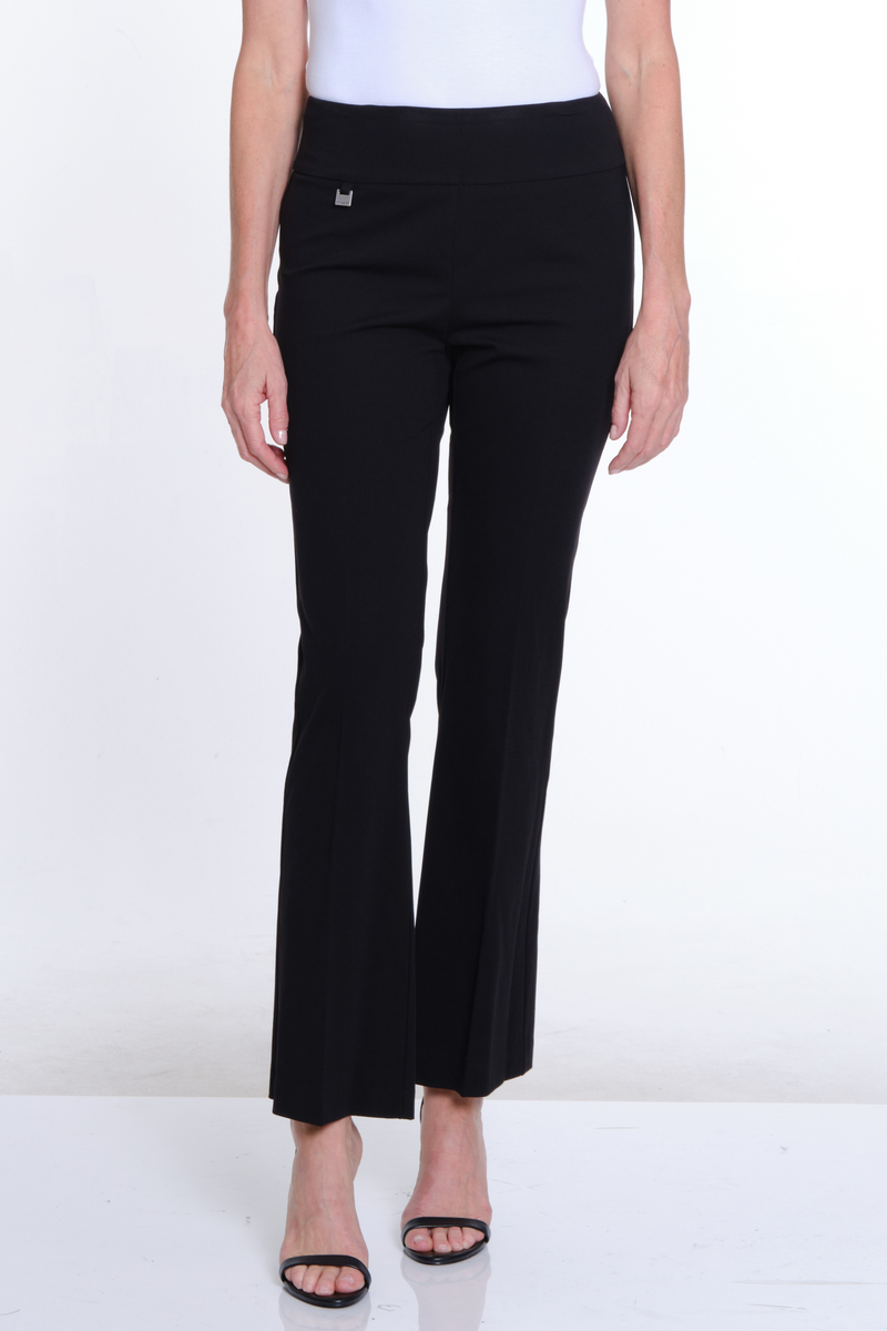 Flare Leg Solid EASE-Y-Fit Knit Pant - Black