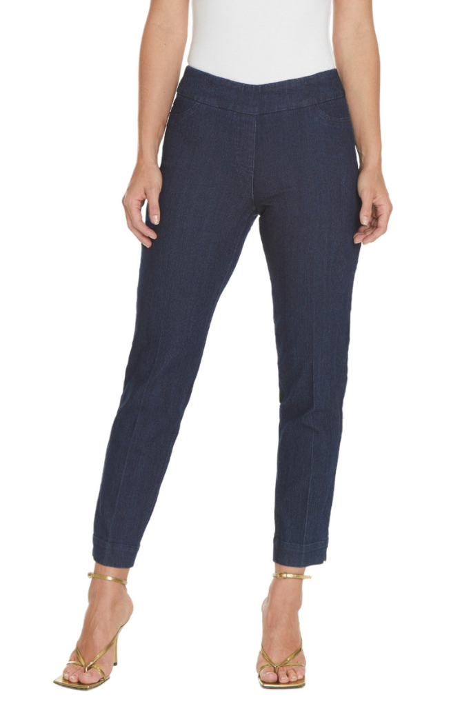 Plus Pull On Ankle Pant with Back Pockets - Denim