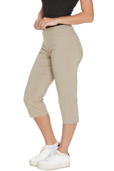 Pull-On Capri Pant With Pockets - Stone