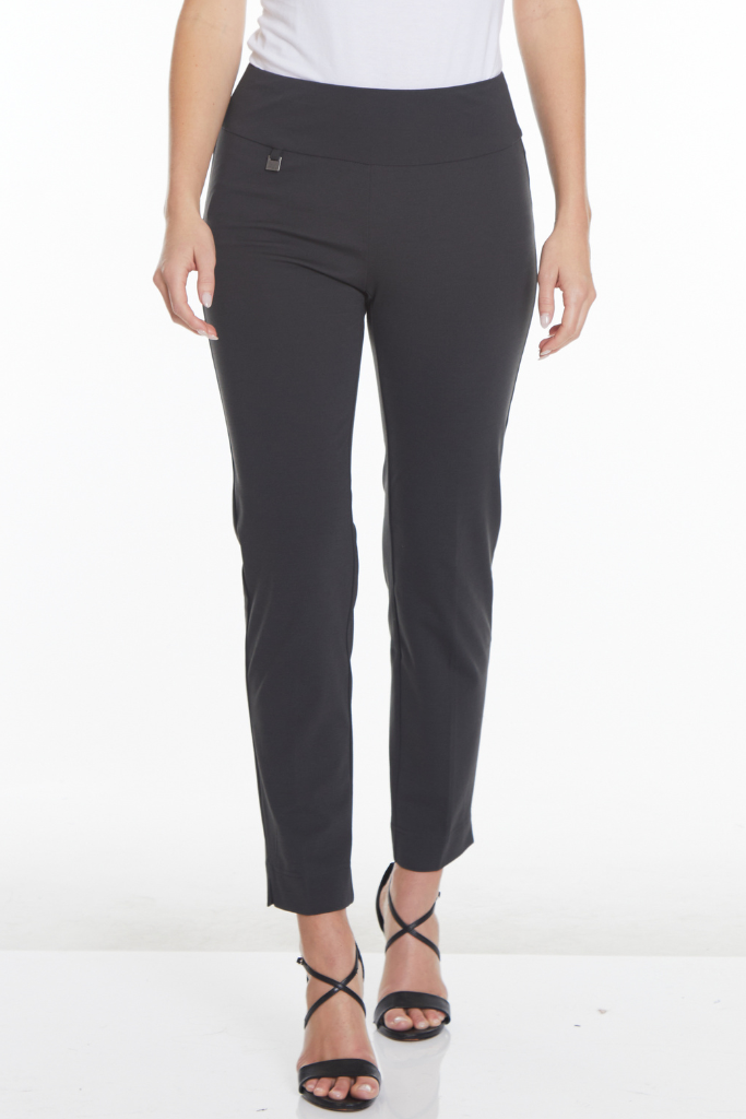 Wide Band Elastic Waist Pull On Ankle Pant - Intense Gray