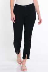 Center Seamed Denim Ankle Jean - Black Denim