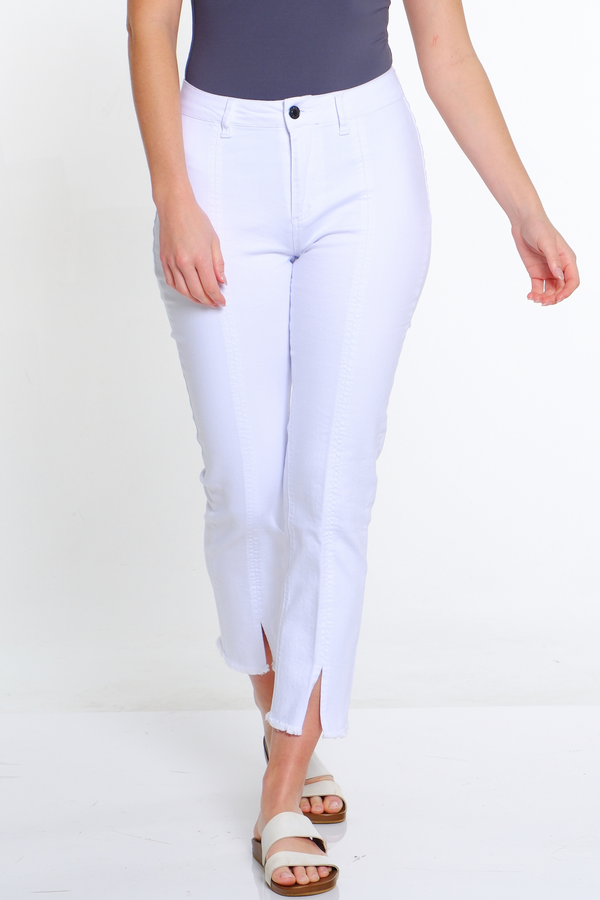 Center Seamed Denim Ankle Jean - White