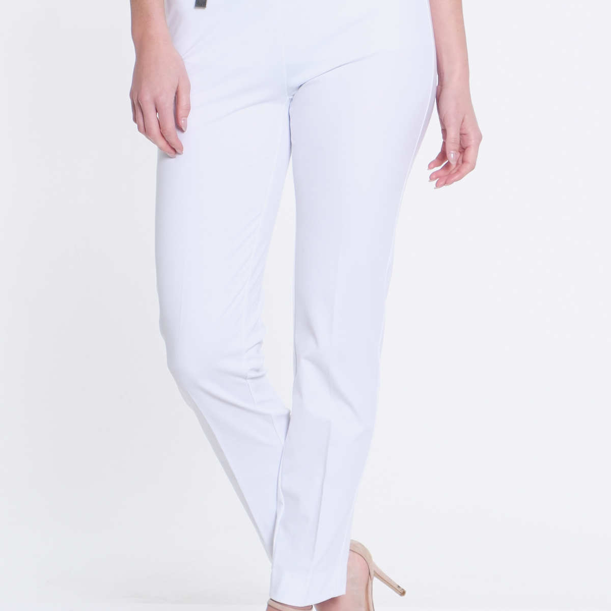 その他 SALSATION Wear Superwide Ankle Pants Wide Band Elastic Waist Ankle Pants - White