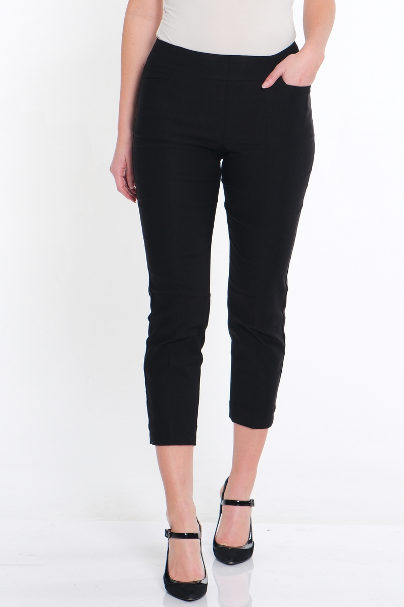 Pull-On Crop Pant With Real Front & Back Pockets - Black