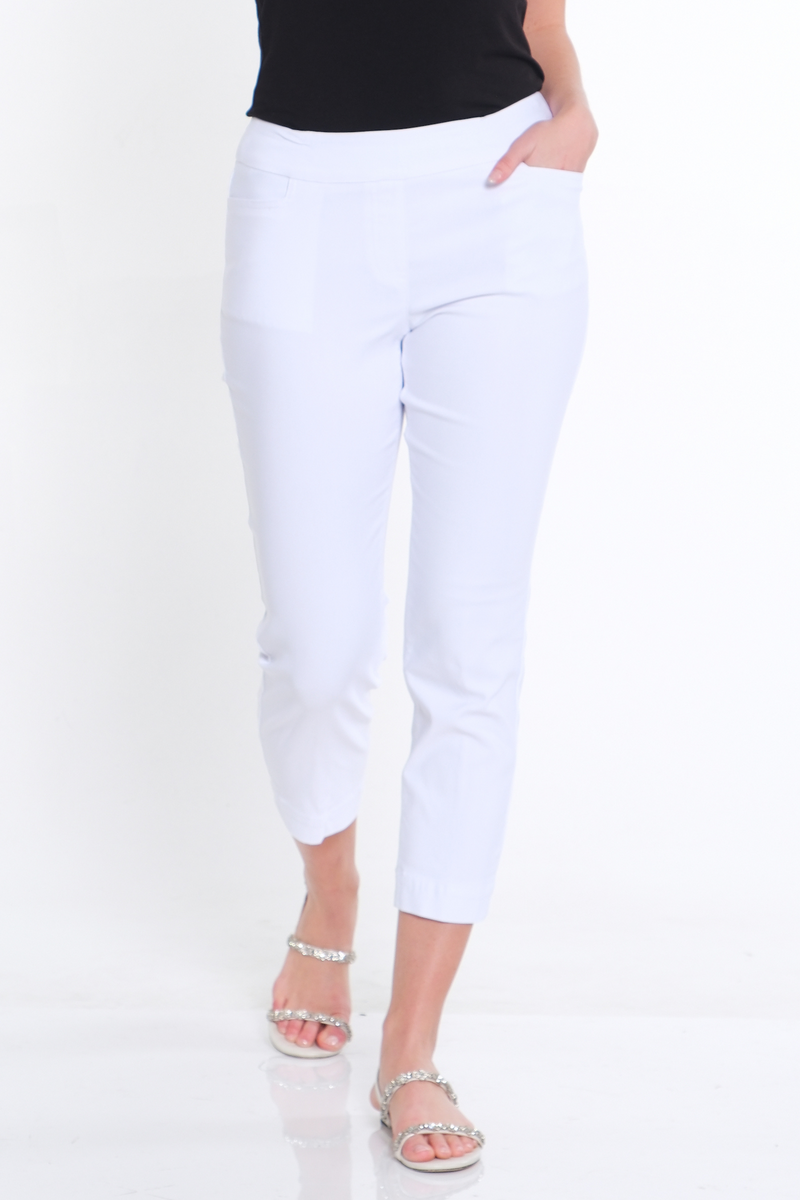 Pull-On Crop Pant With Real Front & Back Pockets - Petite - White