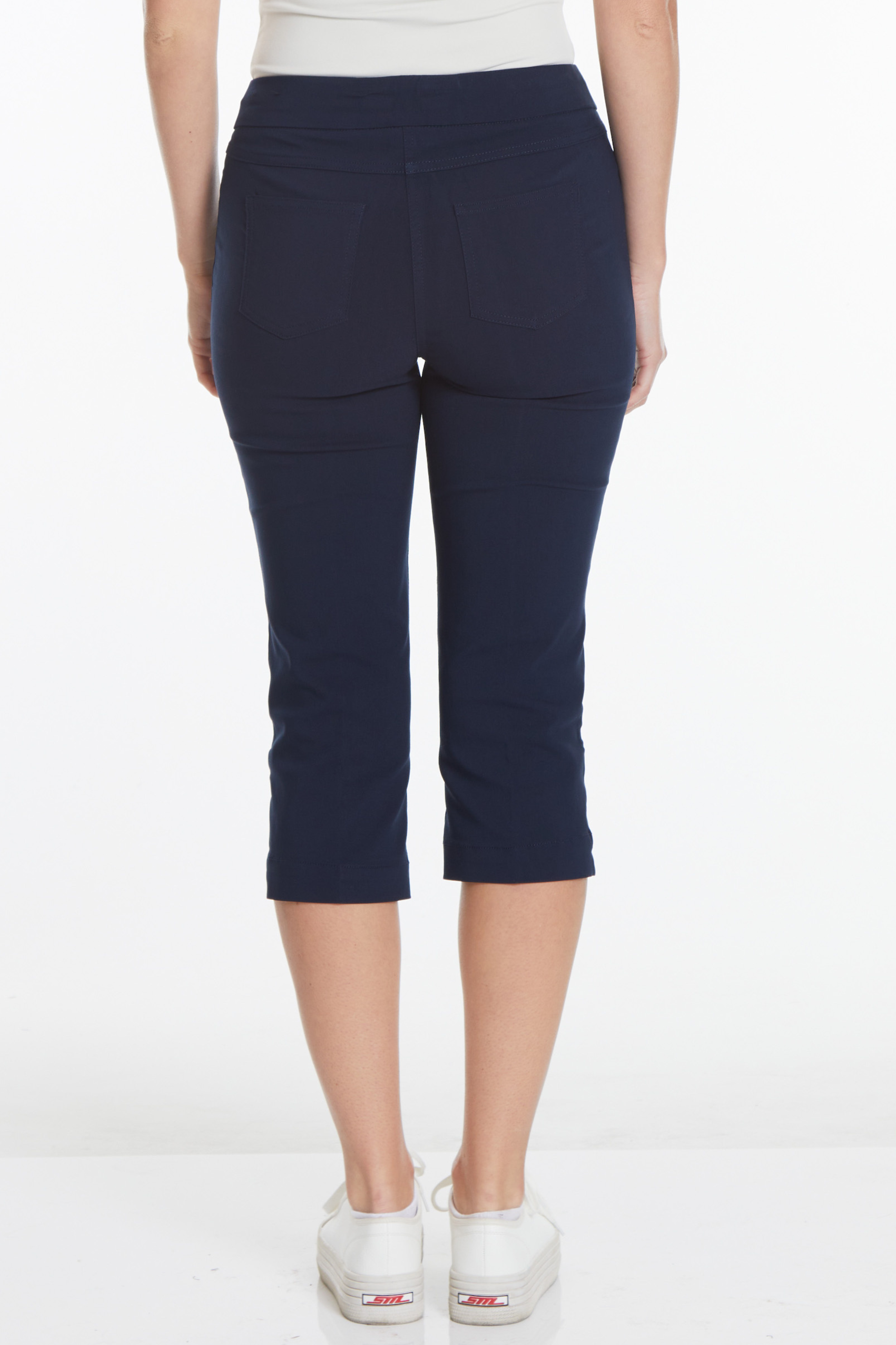 Pull-On Midnight Blue Capri Pants With Pockets