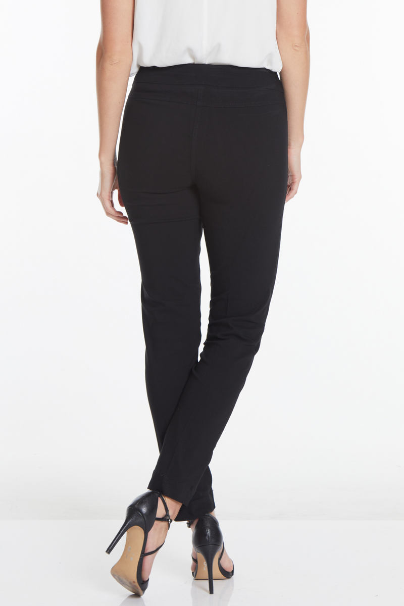 Plus Pull-On Solid Narrow Leg Pant With Faux Front Pockets - Black