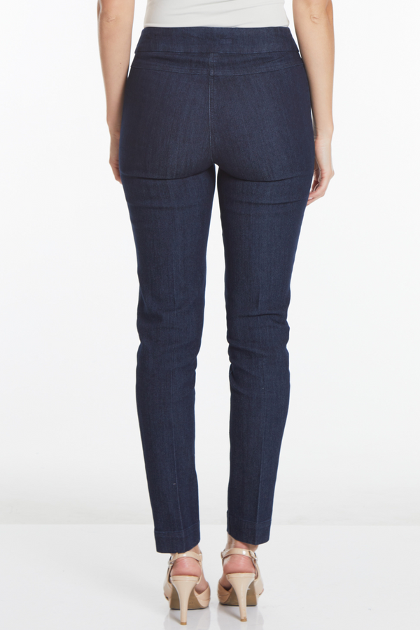 Plus Pull-On Solid Narrow Leg Pant With Faux Front Pockets - Denim