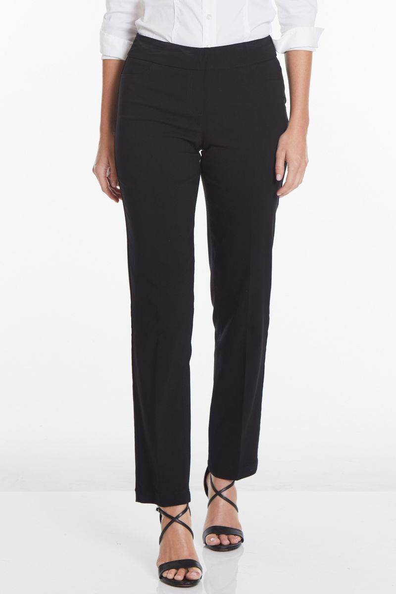 Plus Pull-On Solid Relaxed Leg Pant With Faux Front Pockets - Black