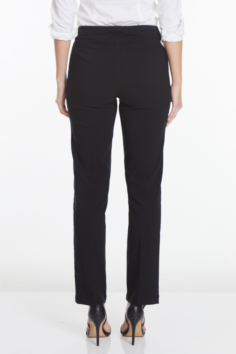 Plus Pull-On Solid Relaxed Leg Pant With Faux Front Pockets - Black