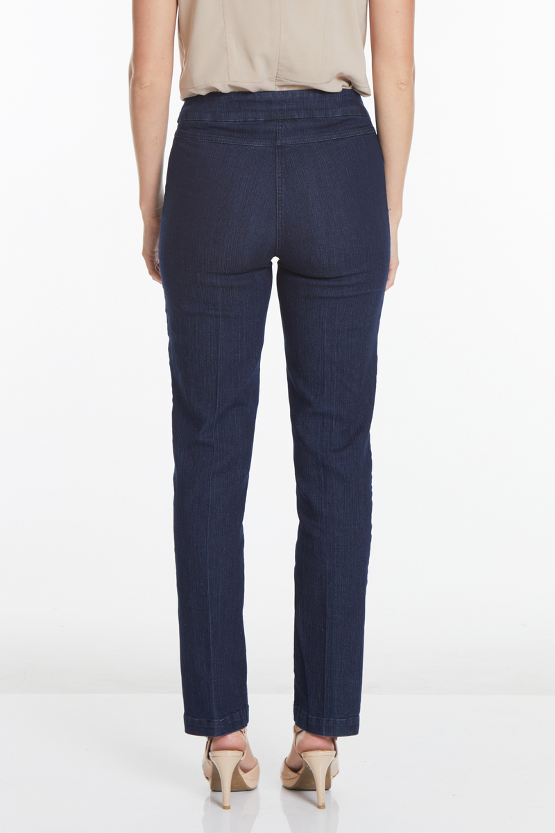 Plus Pull-On Solid Relaxed Leg Pant With Faux Front Pockets - Denim