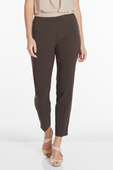 Plus Size Pull On Ankle Pants - Chocolate Brown