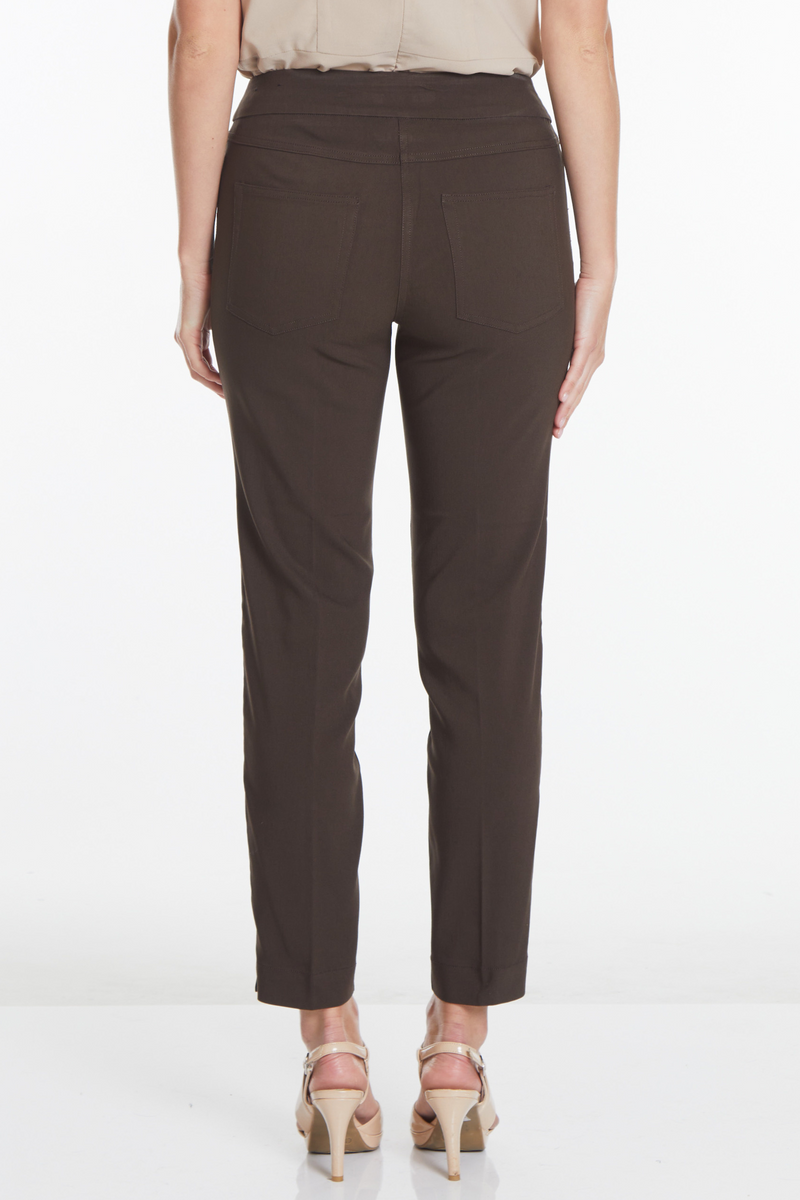 Plus Size Pull On Ankle Pants - Chocolate Brown