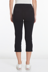 Plus Size Black Crop Pants with Pockets & Strap Hem Vents