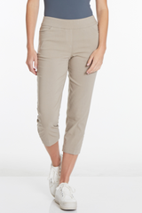 Petite Cropped Pants with Pockets and Strap Hem Vents - Stone