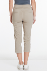 Petite Cropped Pants with Pockets and Strap Hem Vents - Stone