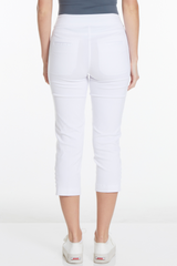 White Crop Pants with Pockets and Strap Hem Vents