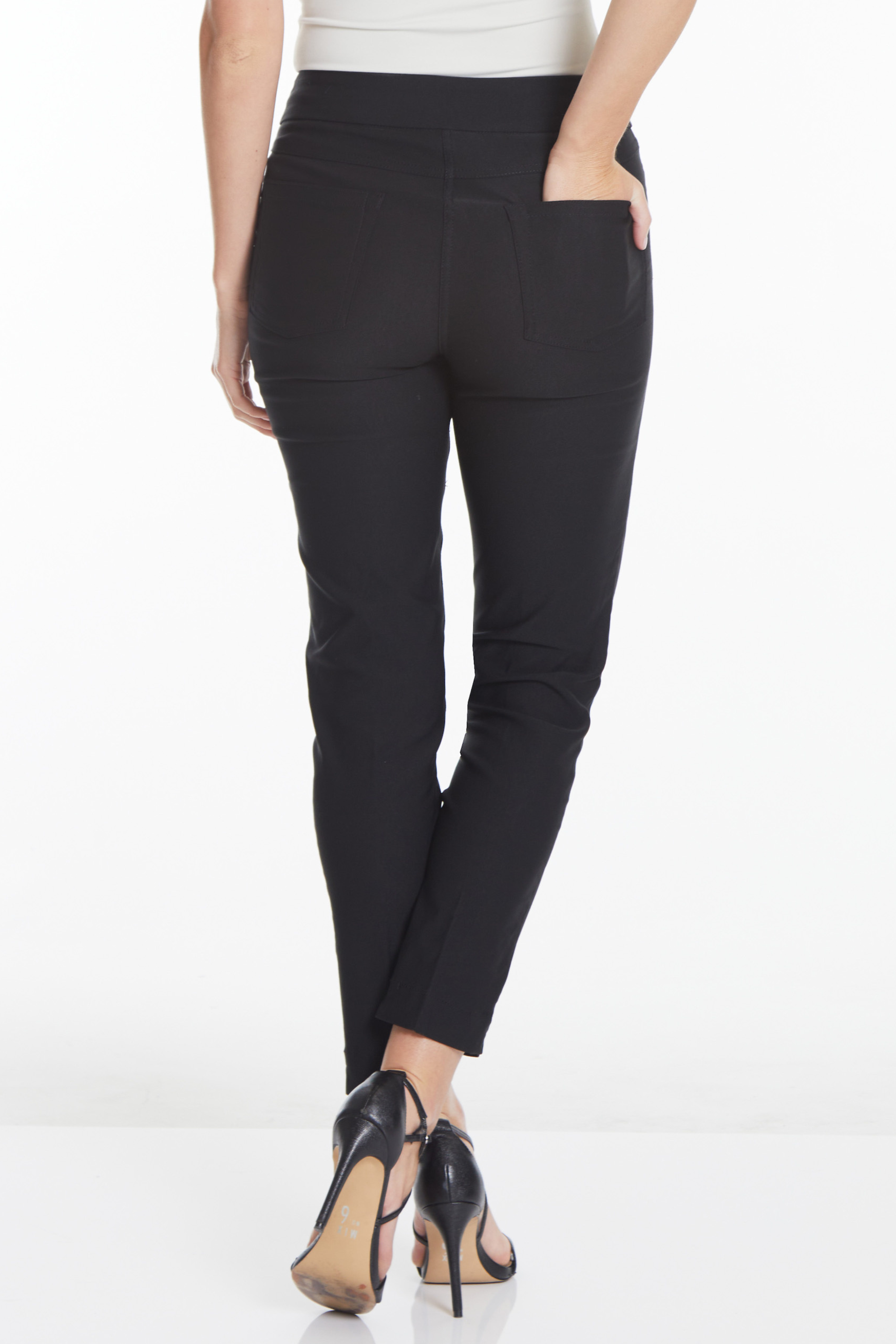 Petite Solid Fine Line Twill Ankle Pant - Black