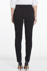 Pull-On Solid Narrow Leg Pant With Real Front Pockets - Black