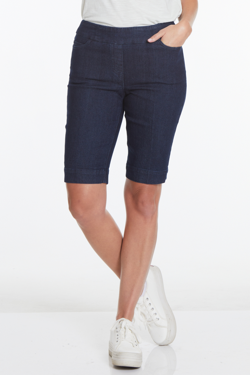 Pull On Denim Walking Shorts With Pockets