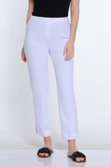 Terry Knit Ankle Pant - White