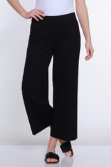 Wide Leg Ponte Crop Pant - Black