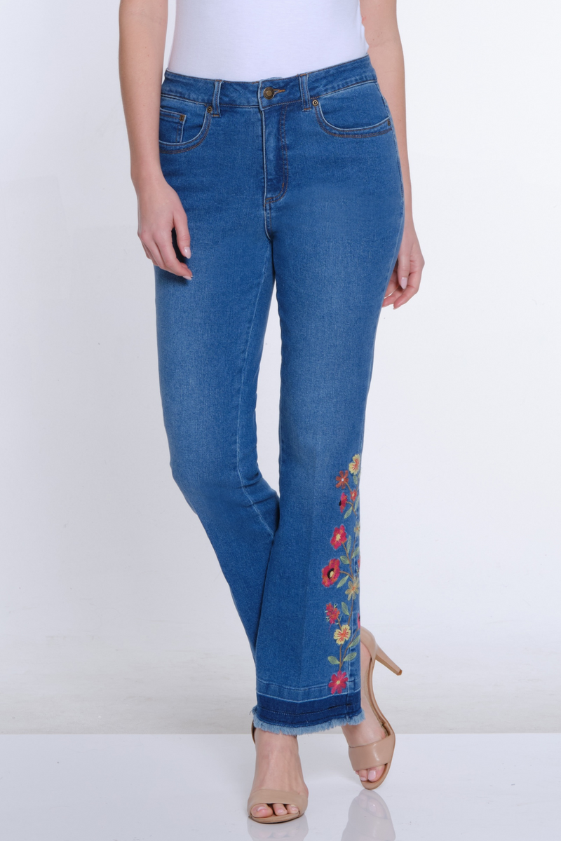 Plus Bootcut Embroidered Jean - Medium Indigo