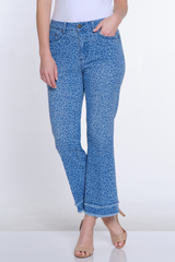 Plus Print Flare Leg Jean - Indigo Animal Print