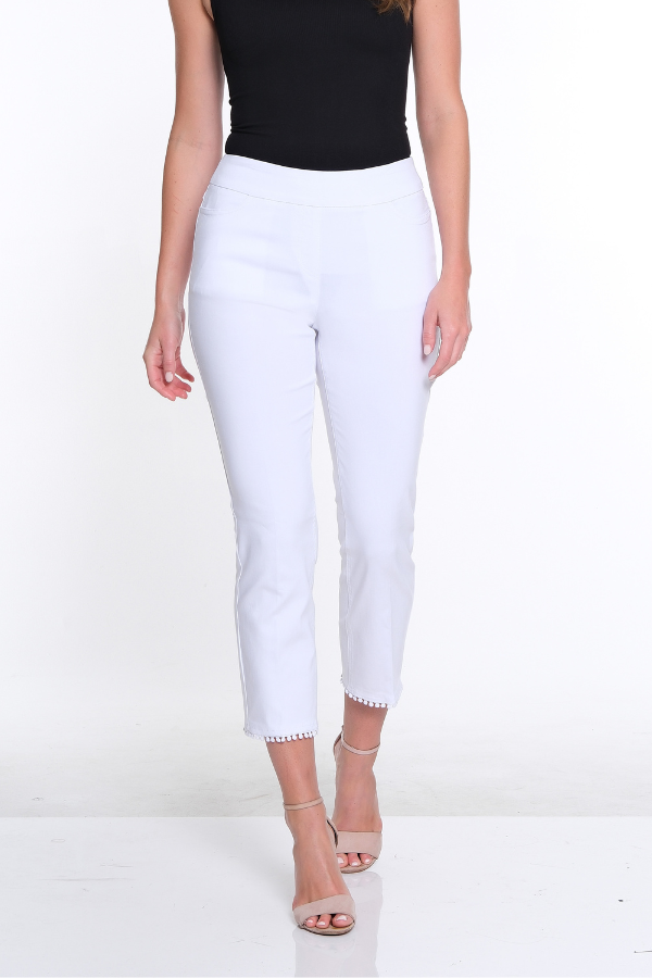 Plus Size Denim Crop Pant - White