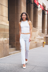WIDE BAND PULL ON RELAXED LEG PANT - White