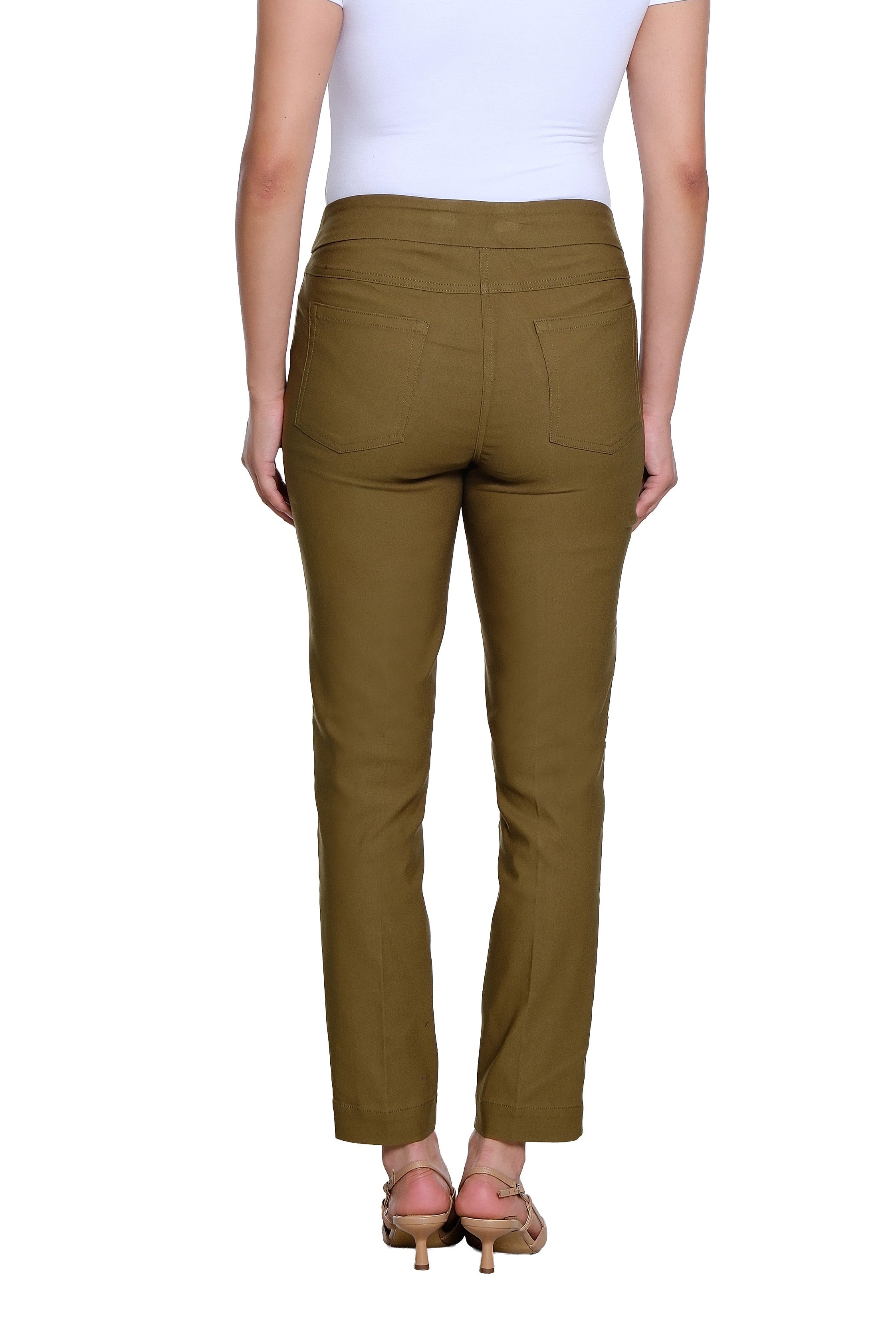 Pull On Ankle Pant with Real Front and Back Pockets - Olive - view 2