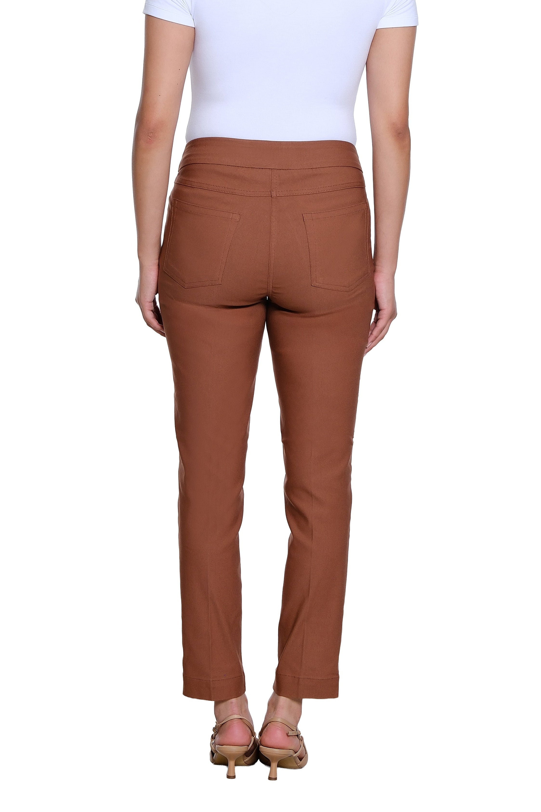 Pull On Ankle Pant with Real Front and Back Pockets - Cocoa - view 2