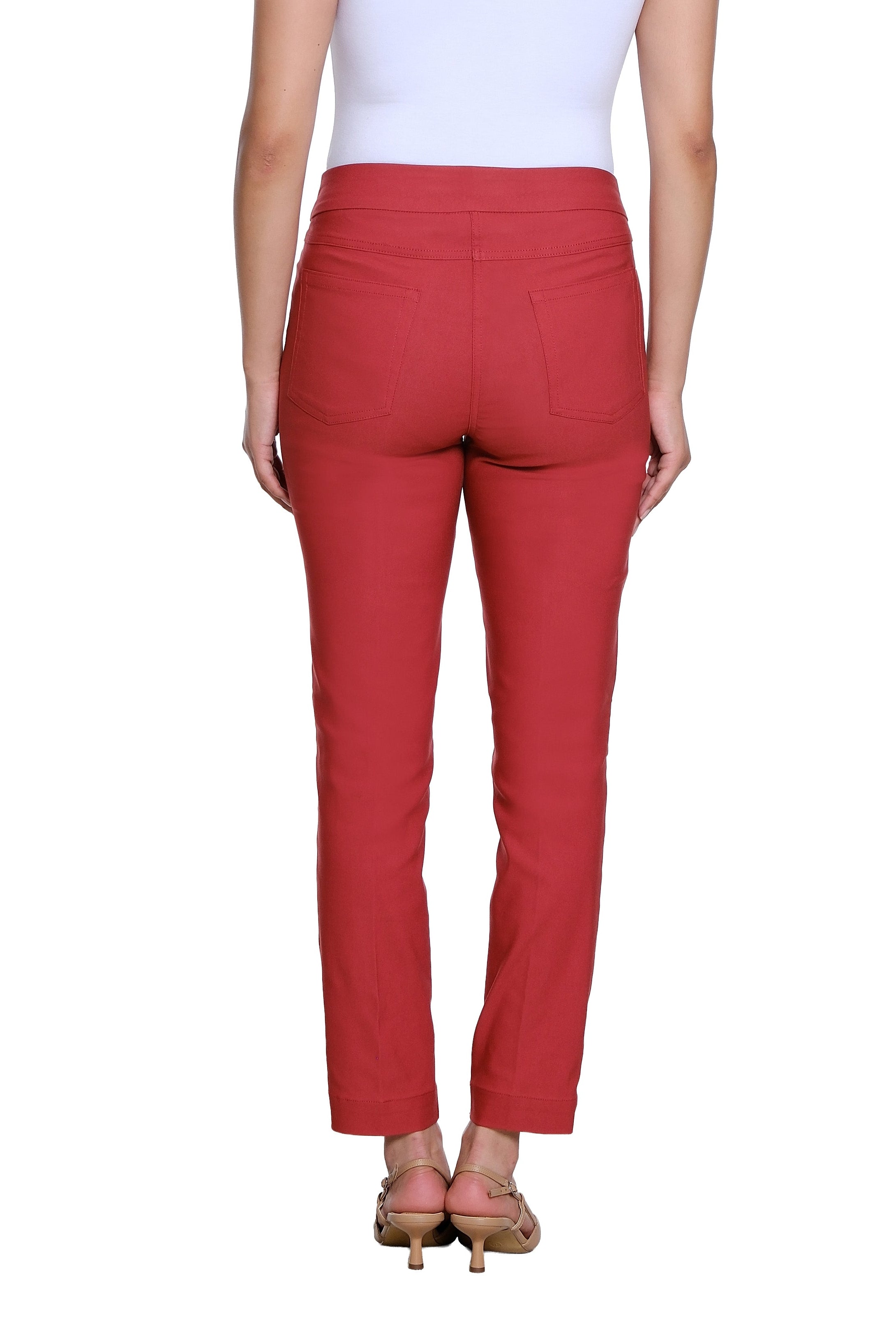 Pull On Ankle Pant with Real Front and Back Pockets - Brick - view 2