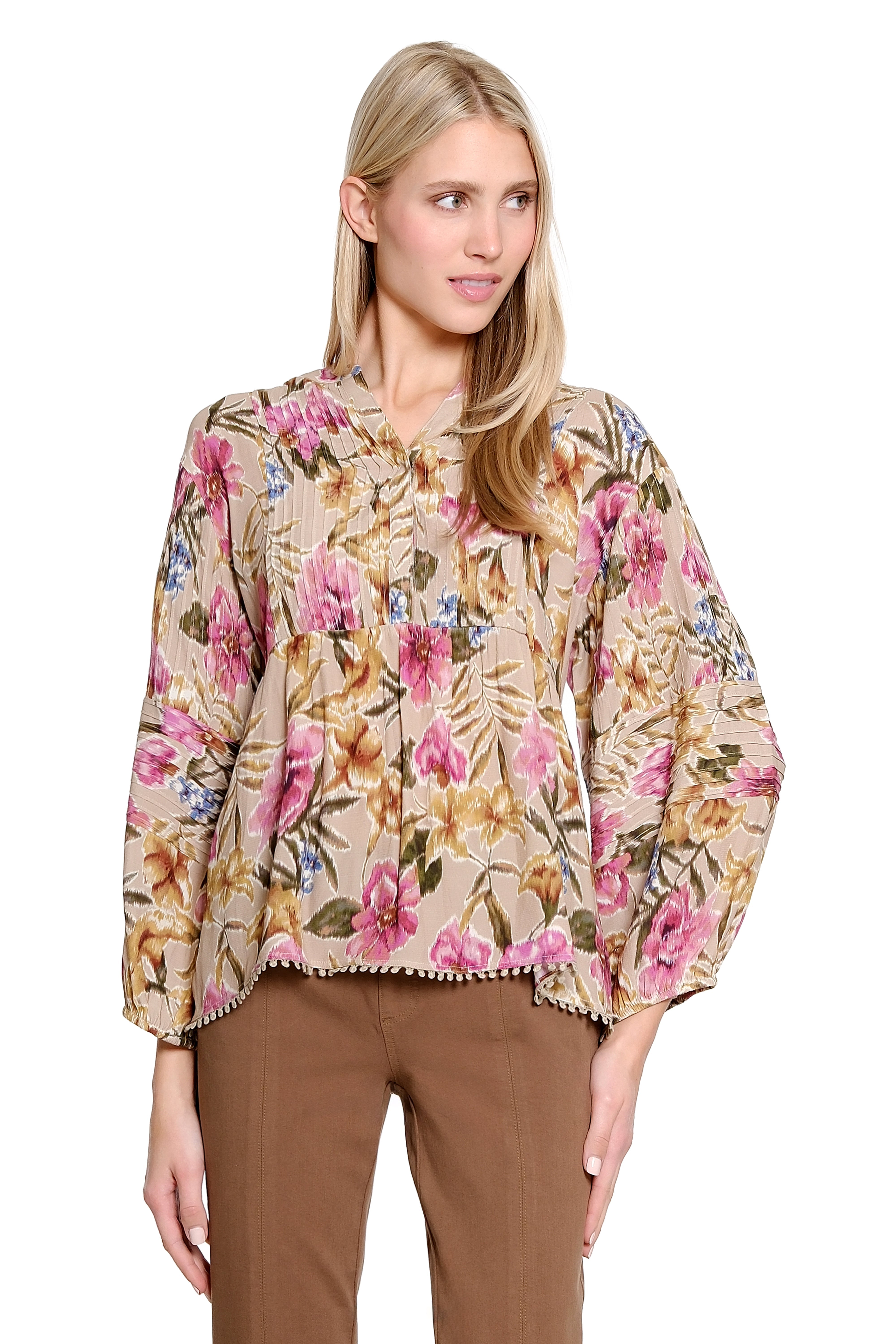 Pintuck Detail Pullover Top - Multi