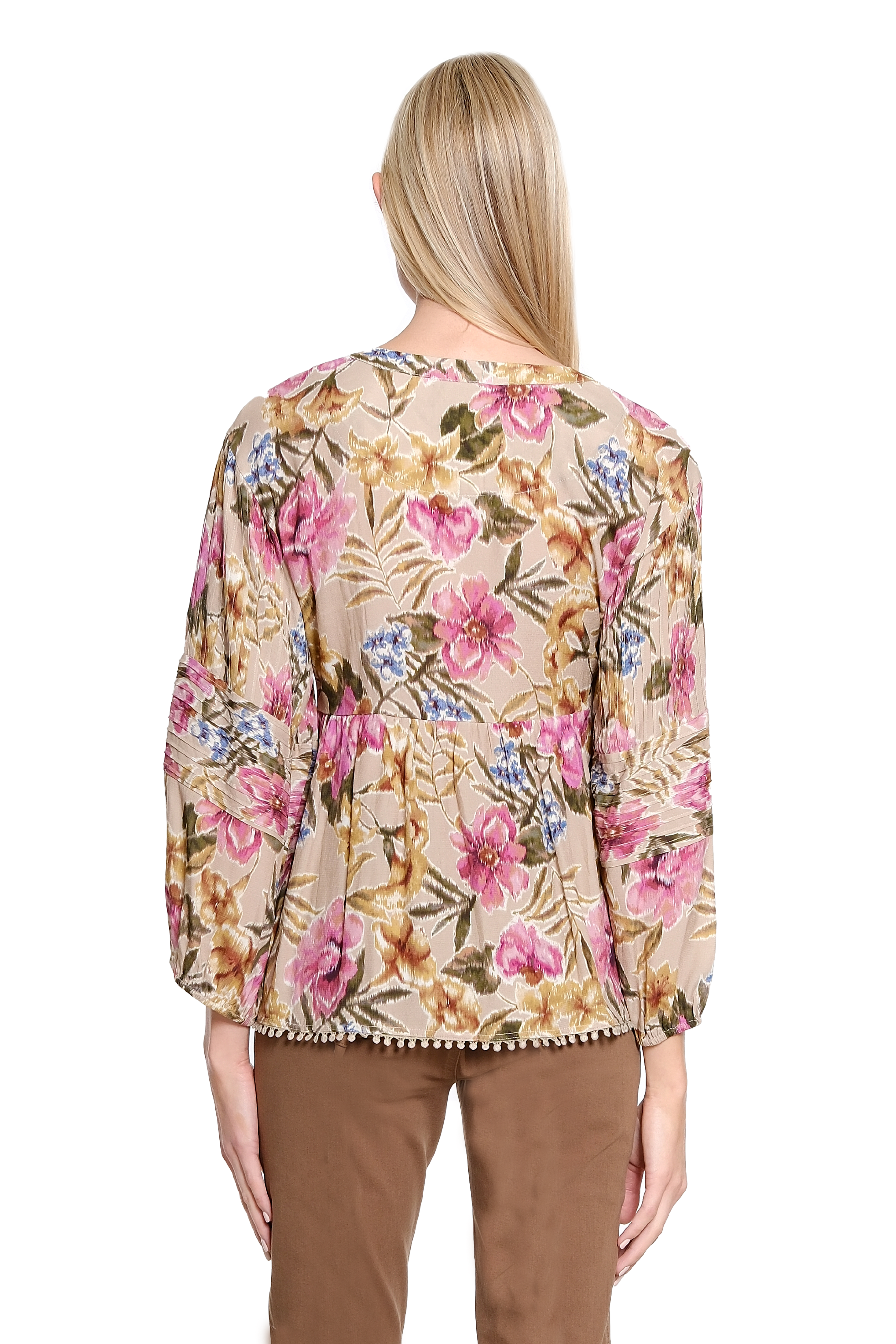 Pintuck Detail Pullover Top - Multi - view 2