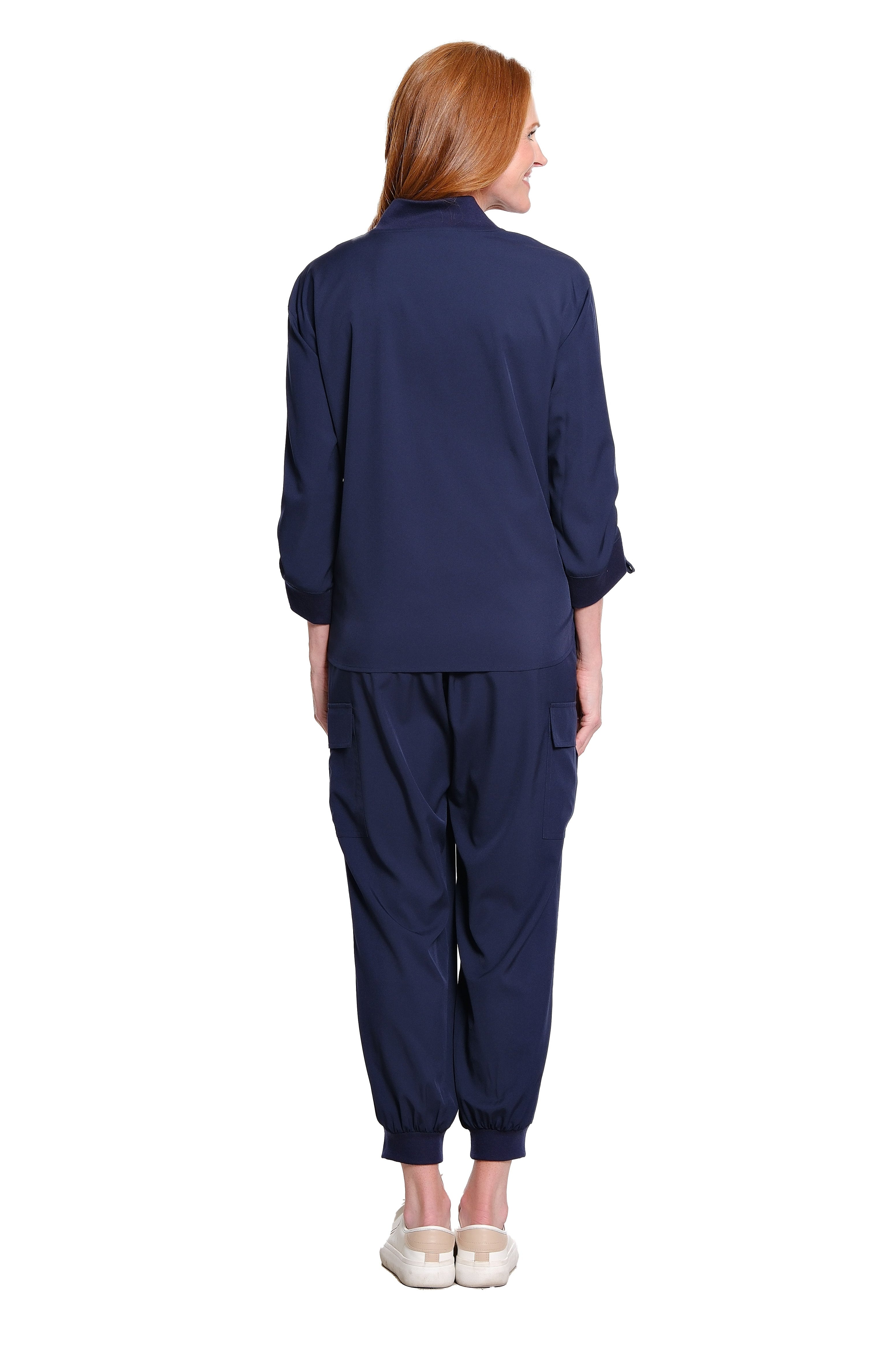 Elastic Waist Pull On Cargo Jogger Woven Ankle Pant - Midnight - view 2
