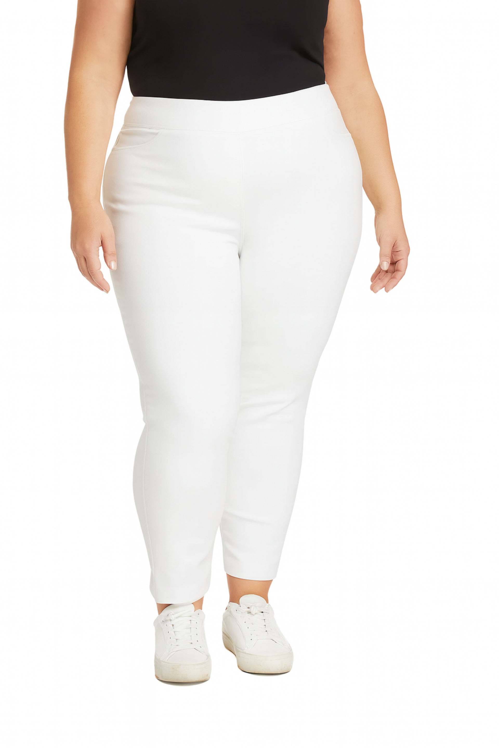 Plus Size White Ankle Pants – Slimsation By Multiples