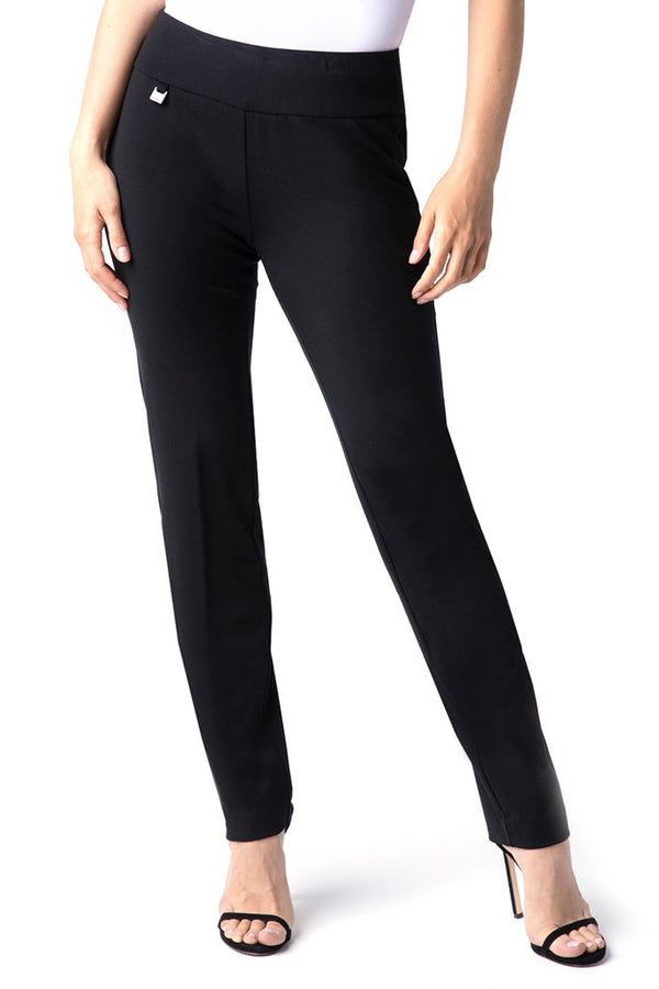  SLIM-SATION womens Plus Size Wide Band Tall Pull-on Straight  Leg With Tummy Control pants, Black, 24 US : Health & Household