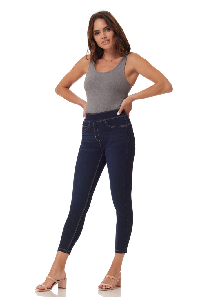 "Ultra" Pull-On Crop Jegging - Dark Indigo