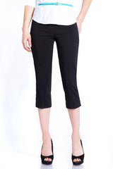 Plus Size Black Pull On Capris with Pockets