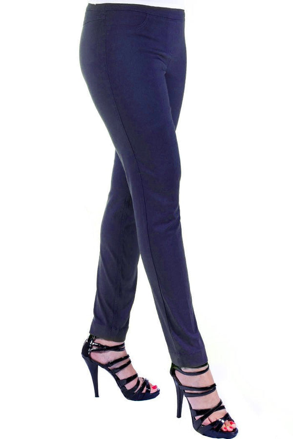 Plus Pull-On Solid Narrow Leg Pant With Faux Front Pockets - Midnight