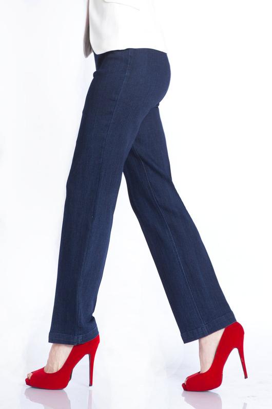 Plus Pull-On Solid Relaxed Leg Pant With Faux Front Pockets - Denim