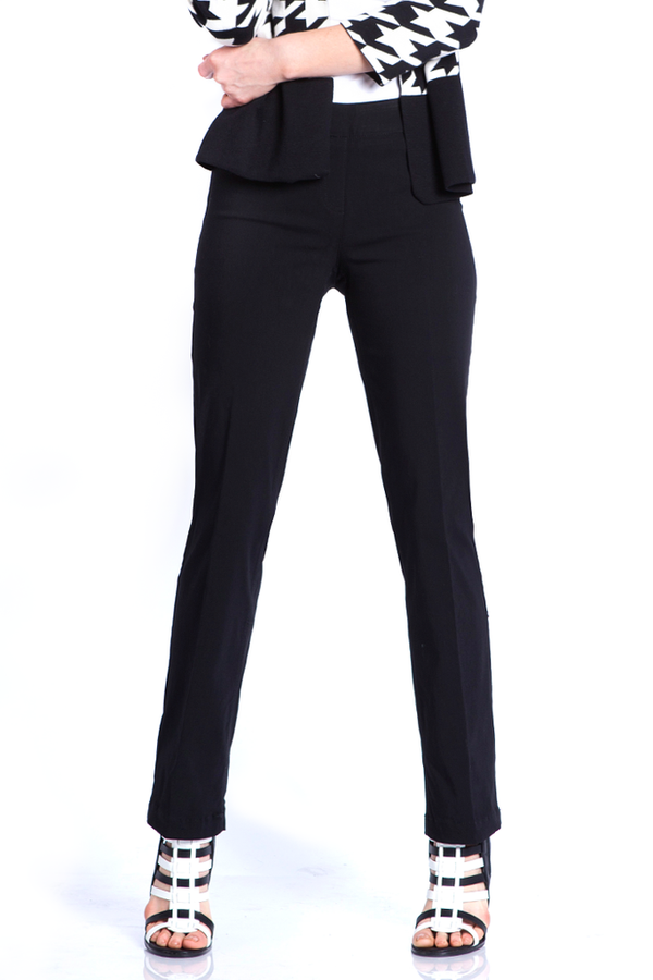 Plus Pull-On Solid Relaxed Leg Pant With Faux Front Pockets - Black