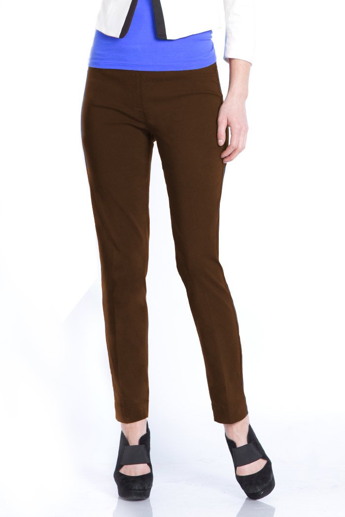 Plus Pull On Ankle Pant with Back Pockets - Chocolate