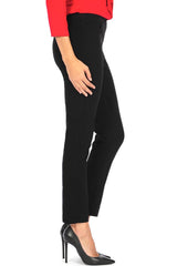 Pull-On Solid Narrow Leg Pant With Real Front Pockets - Black
