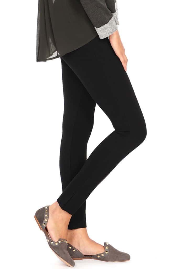 Wide Band Pull-On Ankle Legging - Black
