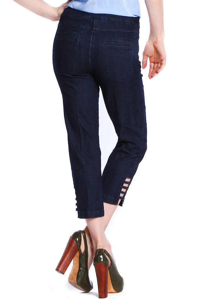 Petite Crop Jean with Real Pockets & Strap Hem Vents - Denim