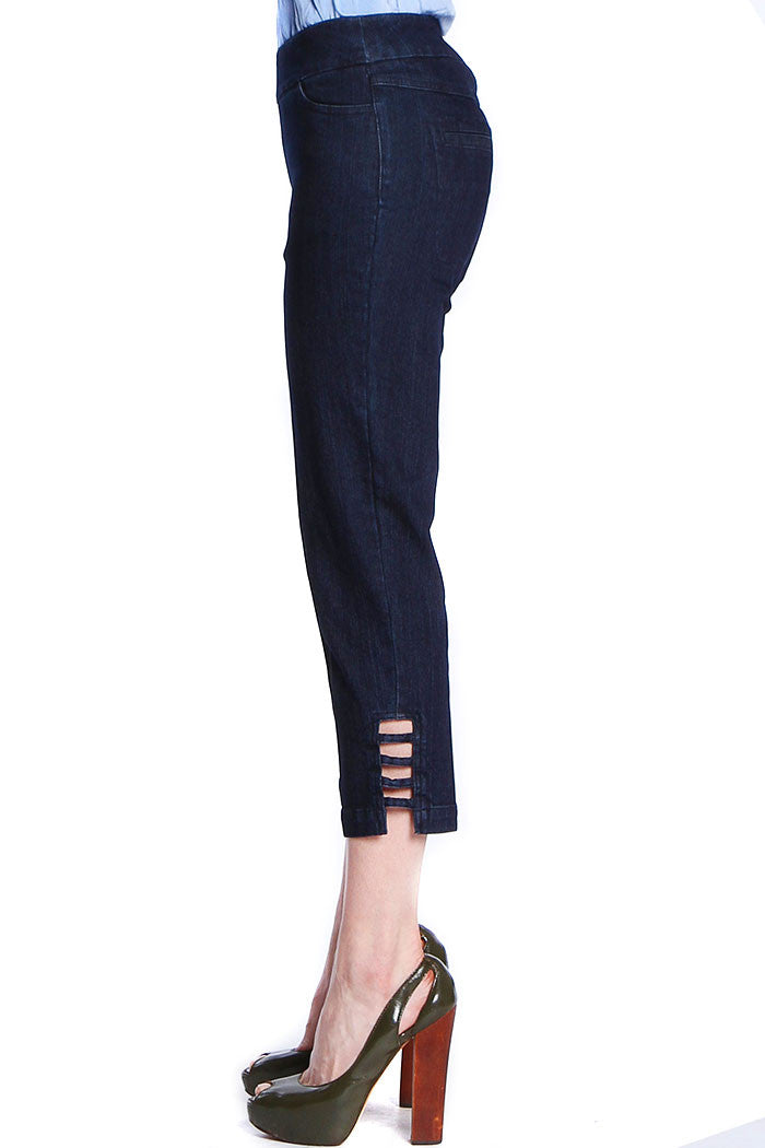 Petite Crop Jean with Real Pockets & Strap Hem Vents - Denim